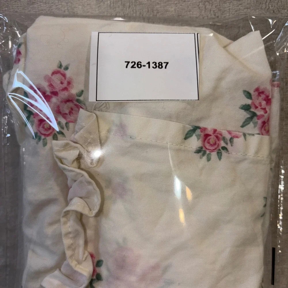 LoveShackFancy Pottery Barn Kids Floral Ruffle Cotton Apron Cream Pink One Size